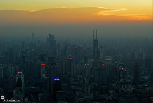 Sunset over Shanghai City, China